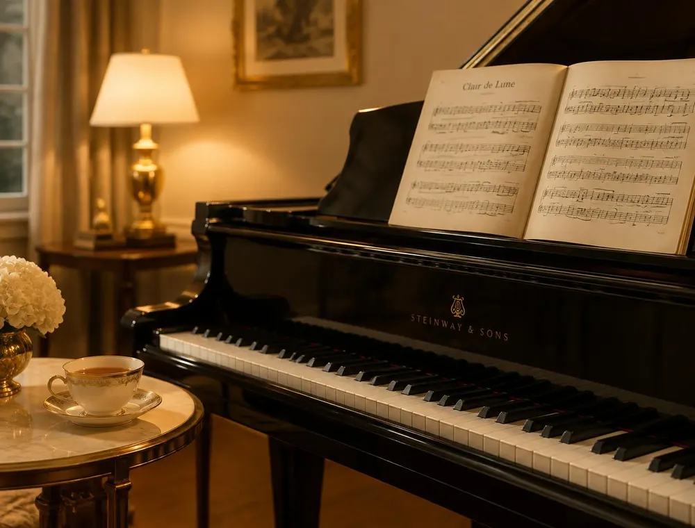 Sheet music on a piano for adult piano lessons in Fresno